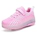 WFSH Patins à roulettes pour Enfants Unisexes LED Lumineuses Chaussures de Skate de Sport Multifonctionnelles Chaussures de Sport de Skate en Plein Air (Color : Pink Double Wheel, Size : 34)