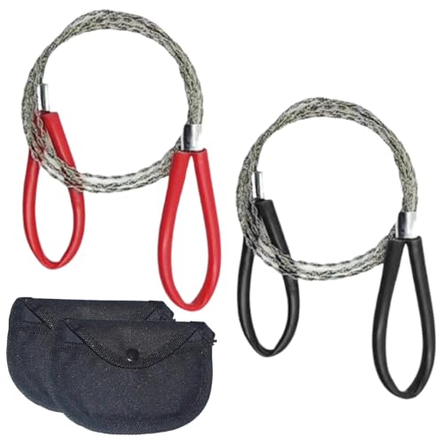 SIRLOMU 2 Sega filo in acciaio inossidabile, facilmente riponibile, di sopravvivenza, Corda a Catena, Tubo PVC Manuale Portatile, Multiuso, Kit Attività All'Aperto, Campeggio, Emergenza (77 cm)