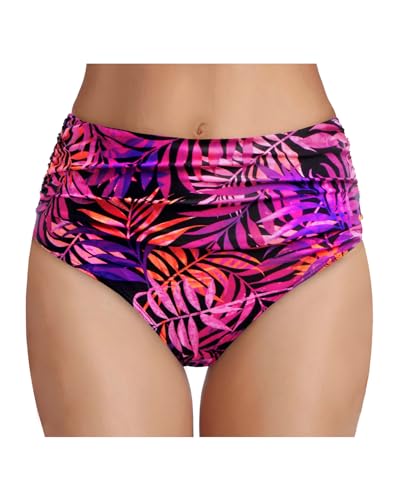 Image of Tempt Me Women's High Waisted Bikini Bottom Tummy Control Ruched Bathing Suit Swim Bottom