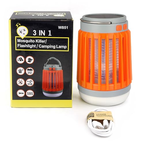 Fuzebug Buzz Blast Pro Mosquito Killer Solar Bug Zapper Outdoor Waterproof and Indoor Buzz Blast Pro Bug Zapper Buzzbug Light Flashlight Camping Buzzblast Mosquito Killer LED Light (Orange)