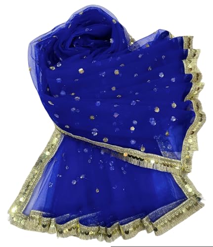Image of Navti Creations Women's Lightweight Net Dupatta With Sequence Embroidery & Kiran Border (Length 2.25m)