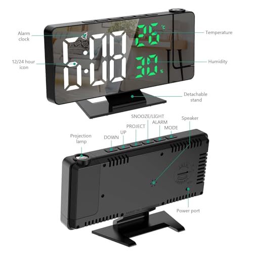 Proyector Giratorio de 180 grados con Reloj Digital y Brillo Ajustable para Dormitorio 8