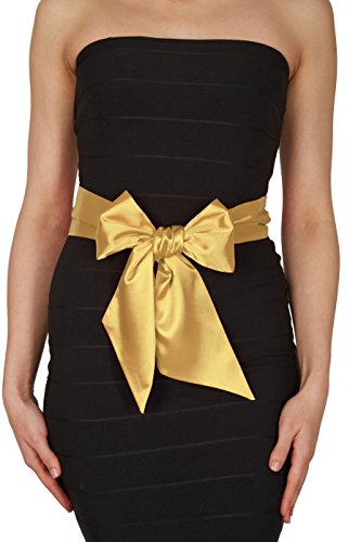 Blackbutterfly Bridal Wedding Bridesmaid Satin Sash Belt (Gold, 5 Cm X 175 Cm) #TOP2