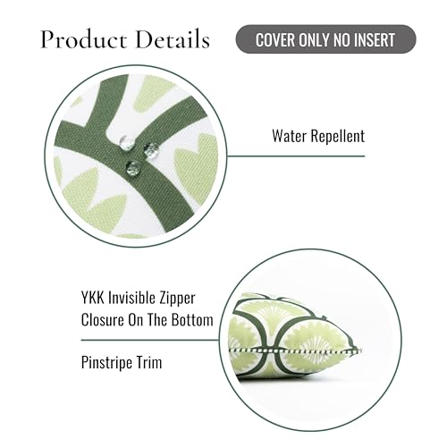 Hofdeco Premium Coastal Patio Indoor Outdoor Lumbar Pillow Cover Only, 12"x20" Water Repellent for Backyard, Couch, Green Print Tropical Ravenala Palm Tree by Hofdeco Premium - Used condition - Image 3