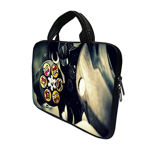 Image of TheSkinMantra Chain Laptop Sleeve Bag Compatible with Laptop /Macbooks /Chrombook /Notebook /Zbook (13.3 Inch [Handle], Gun Smileys)