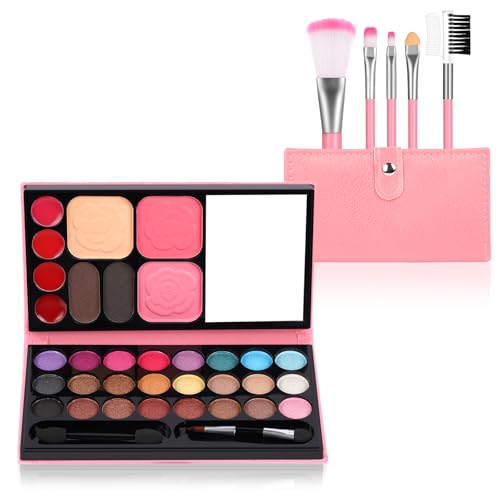 Aomig Maquillaje para Niñas, 6 Pcs Juego de Maquillaje Lavable, Juegos de Belleza Cosméticos para Niñas Regalo de Princesa para Niñas en Fiesta Cumpleaños Navidad (Rosado)