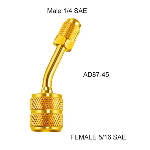 7 Pieces Air Conditioning Refrigerant Angled Compact Ball Valve 1/4 Inch For R410A R134A R12 R22 Ac Hvac And R410A Adapter 5/16 Inch Female To 1/4 Inch Male Flare For Mini Split System #TOP4