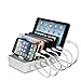 Produktbild Ladestation Mehrere Geräte YOJA 6 Port USB Multi Ladestation Handy Tablet USB Ladegerät Type 1 mit 6 Kurze Kabel , Weiß