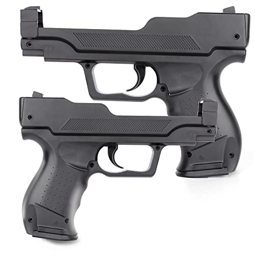 Soanufa Wii Remote Motion Plus Gun, for Wii Remote Controller Shooting Games (Black and Black, 2 Pieces)