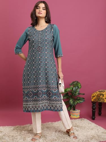 Image of Vishudh Women's Kurta | Regular Fit | Trendy Ethnic Top for Everyday Comfort