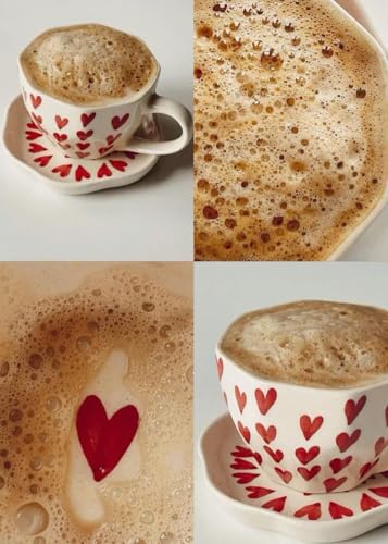 Image of Weaving Homes Handcrafted Ceramic Heart Mug & All Heart Dessert Plate to Gift to Best Friend (Cute Gifts for Girls and Women), Coffee Mug & Cups, Coffee Cups & Saucer Set