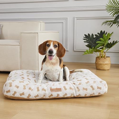 Image of Modern Threads Ultra Plush Orthopedic Memory Foam Pillow Bed for Large Dogs with Supportive Filling and Stylish Textured Design, Beige, (36 inch L x 27 inch W x 4 inch Th)