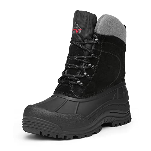 NORTIV 8 Men's Insulated Waterproof Winter Snow Boots TERREY 7 Black