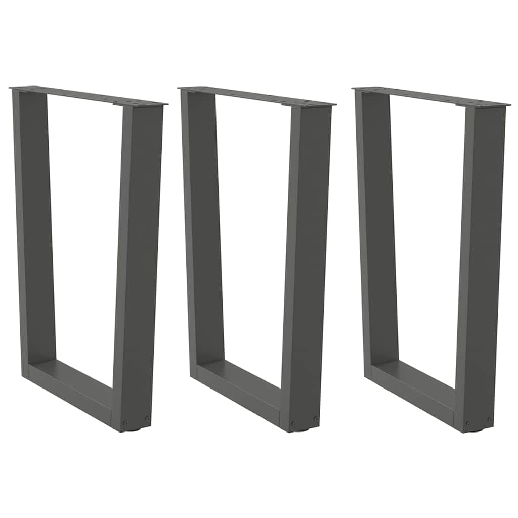 Pieds de table stables avec protection de sol lot de 3 en V acier anthracite