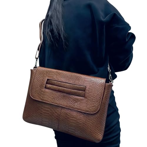 Image of Women Classic Crocodile Pattern Faux Leather Clutch Purse Oversized Female Shoulder Bag Messenger Handbag