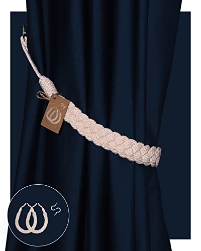 SunVFaFa Tie Backs for Curtains 2 Pack,Indoor Outdoor Curtain Tiebacks Rope, 25in Rustic Boho Curtain holdbacks for Sheer Curtains Home Office Farmhouse Patio Nautical Decorative Window Drapes, Beige