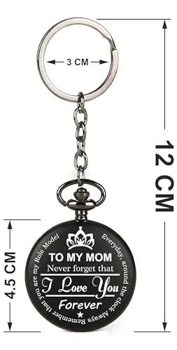 Image of Vintage Gandhi Style Pocket Watch with Engraved Designs & Messages Royal Black Analog for Men Women & Kids Includes Key Ring for car or Bike Keys Ideal Gift