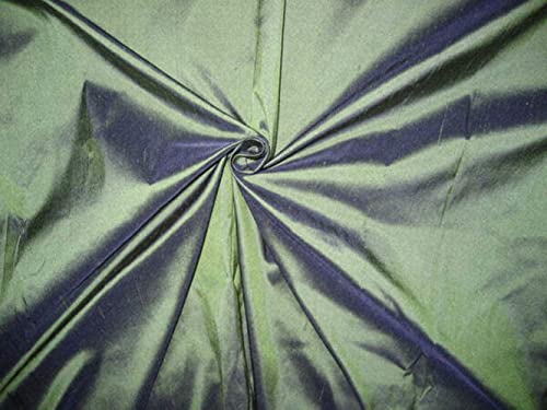 Tissu Dupioni en pure soie vert foncé shot bleu matériel couture robe mariage