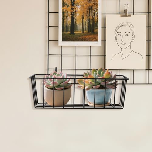 MUNGHOK 6 cestas de rejilla con ganchos, 23 x 10 x 7,5 cm, rejilla de pared de metal, color negro, alambre de metal con ganchos, estante de pared de rejilla, cesta de alambre negro para baño - imagen 7
