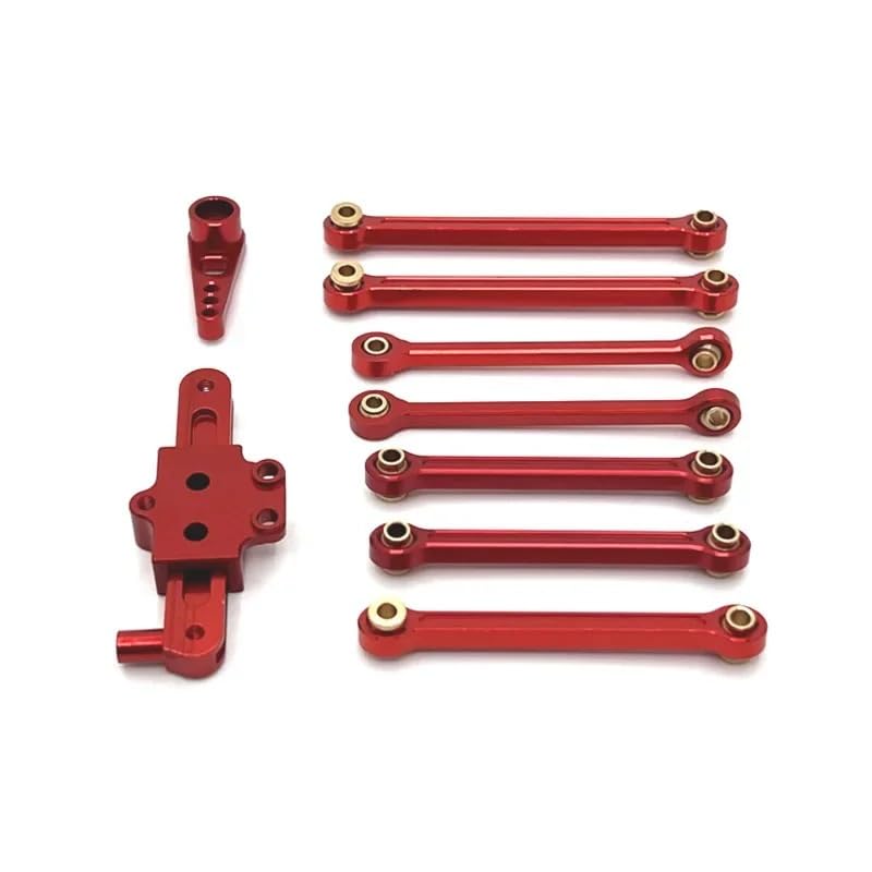 Stały drążek sterujący grupa sterująca ramię serwa do WLtoys 124006 12427 12428 OP metalowe części ulepszone model RC gąsienicowy samochód ciężarowy Buggy (czerwony)