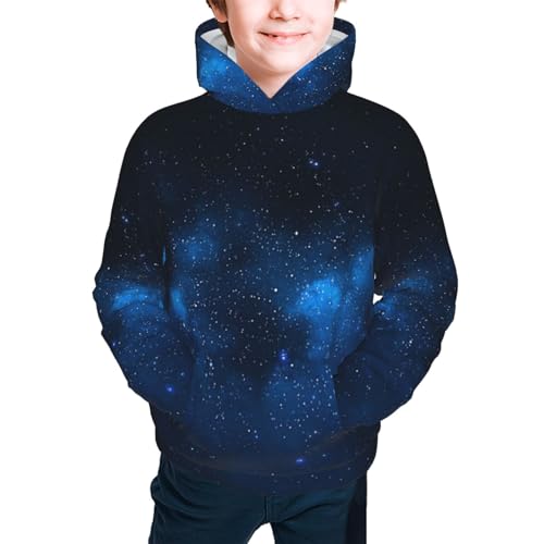 Blue Starry Boy, Girls Sports Shirt Youth Pullover Fashion Hooded Sweatshirt