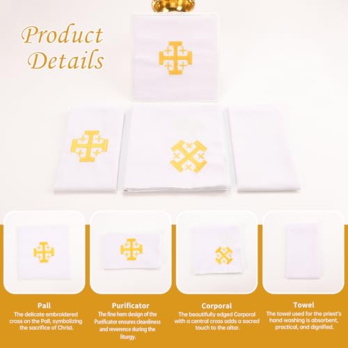 Set de 4 servilletas de altar TALPGOD en lino blanco miniatura 4