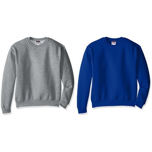 Jerzees Youth Fleece Crew Sweatshirt, Oxford, X-Large with Royal, XL