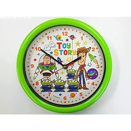 Amazon Co Jp 連続秒針静かな壁掛け時計ディズニー掛時計トイストーリーグリーンでぃずにー おもちゃ はなし ホビー