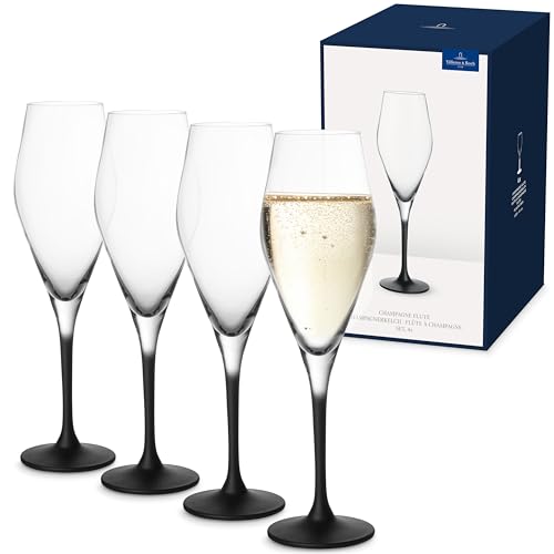 Villeroy & Boch – Manufacture Rock, Sektglas-Set, 4-tlg., 260 ml, Kristallglas, Transparent/Schwarz