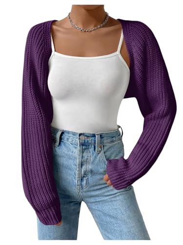 Image of Verdusa Women's Y2k Cropped Cardigan Sweaters Lightweight Knit Open Front Bolero Shrugs Spring Fall Outfits