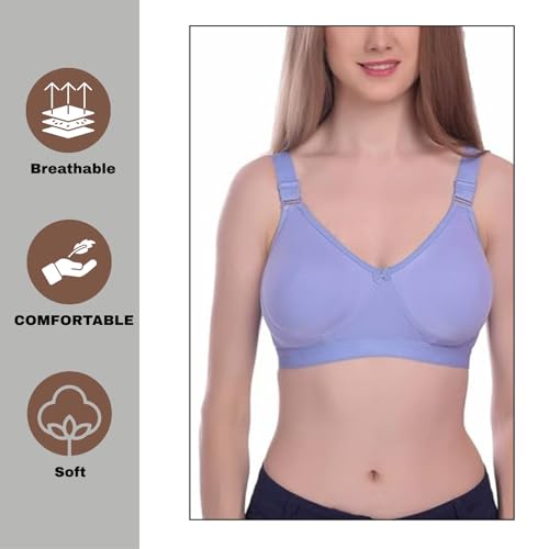 Image of Viral Girl Women's Wire-Free Cotton Hosiery Bra | Non-Padded, Full Coverage, Adjustable Straps | Soft Comfortable Innerwear with Hook & Eye Closure for Everyday Use