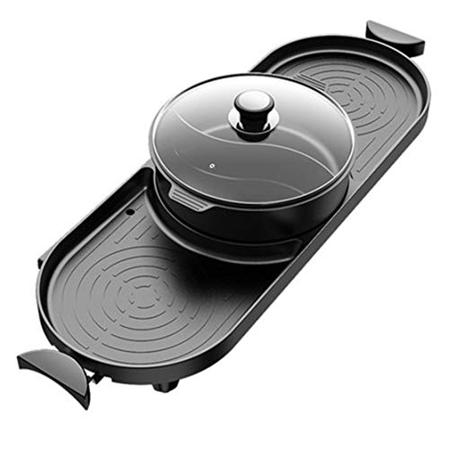 Trennbare Doppel-Pot Elektro-BBQ Hot-Pot Elektro-Grill Große Kapazität Haushalt Antihaft-Pfanne Schnelle Heizung intelligente Temperaturregelung