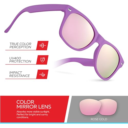 Image of Retro Rewind Kids Sunglasses for Boys Girls Age 3-12 - Shatterproof UV400 Toddler Children Sun Glasses