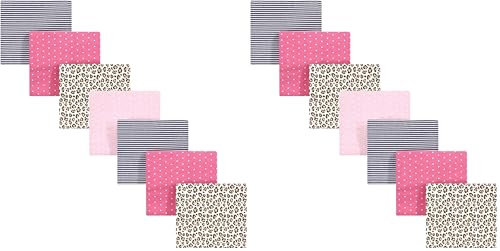 Image of Hudson Baby Unisex Baby Cotton Flannel Receiving Blankets Bundle, Leopard, One Size (Pack of 2)