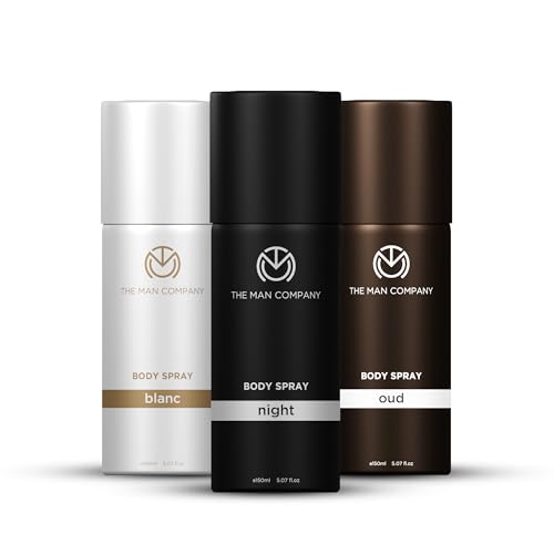 The Man Company Oud, Blanc & Night Body Spray Combo Pack For Man | Premium Long-Lasting Fragrance, Everyday Use Deo, 150ml (Pack Of 3)
