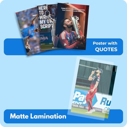 Image of Virat Kohli Poster (Set of 48) | King of Cricket Virat Posters (15 x10 cm) | Wall, Bedroom, Living room | Cricket Posters | World Cup | RCB | Glue Dots Included