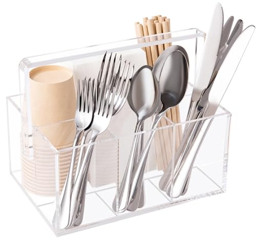 Opiniones y reviews de Cestas para cubiertos que Puedes Comprar On-line. 42 Soporte para utensilios de cubiertos, organizador de cubiertos para servilletas, cubiertos, cuchara, tenedor, cuchillo para picnic, fiesta, plástico, acrílico