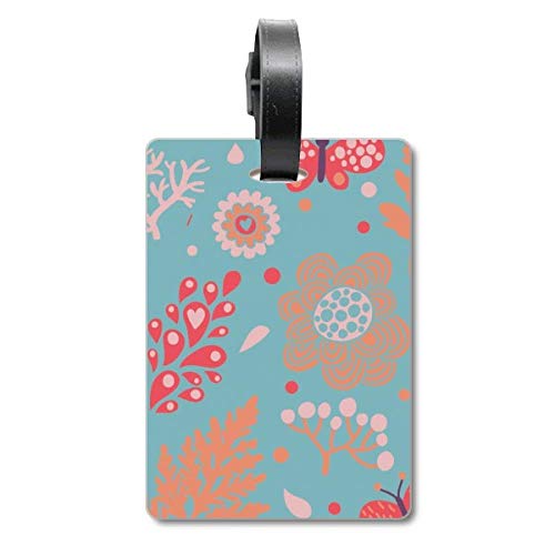Étiquette de bagage fleurs bleues pour valise et sac de voyage suspendu