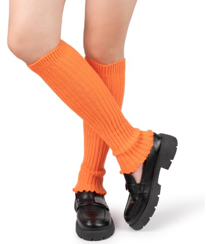 Image of BomKinta Leg Warmers for Women - Soft Fashion Knit Calf Accessories Gifts - Cute 80s Ruffle Leg Sleeves for Party Yoga