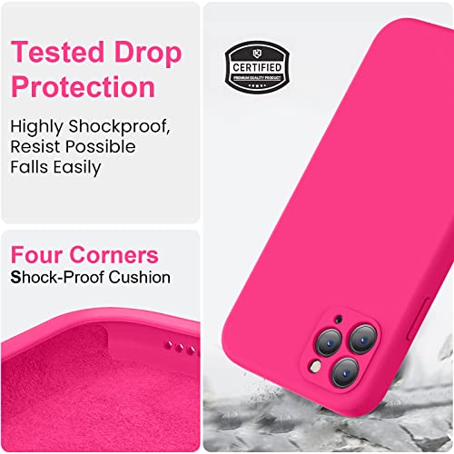 Vooii Compatible with iPhone 11 Pro Max Case, Upgraded Liquid Silicone with [Flat Edges] [Camera Protection] [Soft Anti-Scratch Microfiber Lining] Phone Case for iPhone 11 Pro Max - Hot Pink