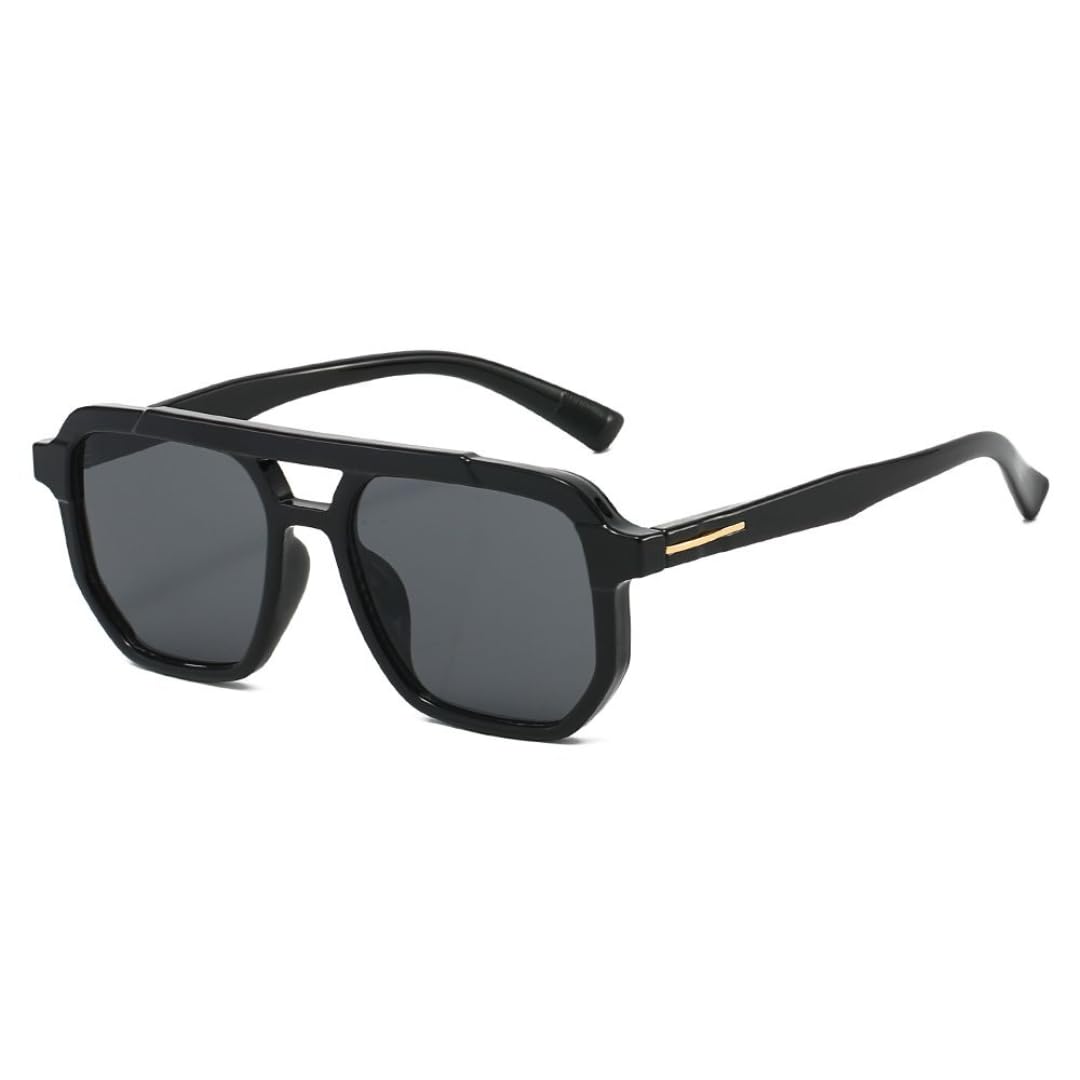 Lunettes de soleil noires oversize MUTYNE à double pont chic - 8