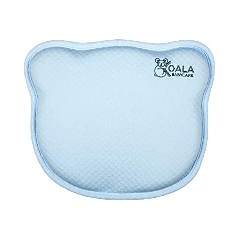 KOALA BABYCARE Babykissen Plagiozephalie, abnehmbar (mit Zwei Kissenbezügen), hilft EIN Plattkopfsyndrom vorzubeugen und zu behandeln. Aus Memory Foam - Blau - Registriertes Design KBC® Cover
