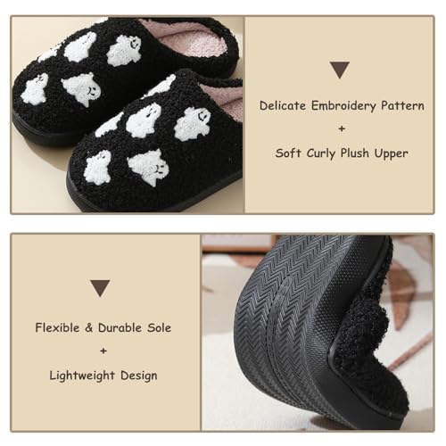 Cute Slippers for Women Men Fuzzy Bedroom Shoes Indoor Outdoor Meet Me at Midnight Strawberry Mushroom Evil Eyes Heart Cowboy Boot Cowgirl Hat Slippers Warm House Slippers3