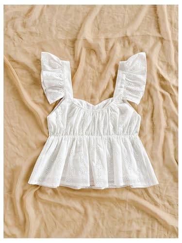 SOLY HUX Women's Sweetheart Neck Cap Sleeve Peplum Ruffle Hem Summer Tops Eyelet Embroidery Cute Vacation Blouse2