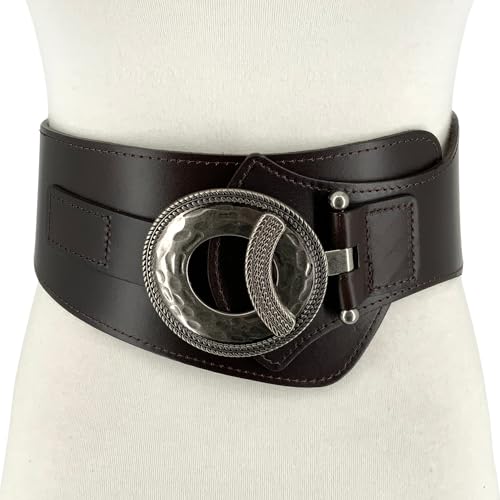 Wide Vintage Full Grain Leather Elastic Corset Concho Boho Belt2