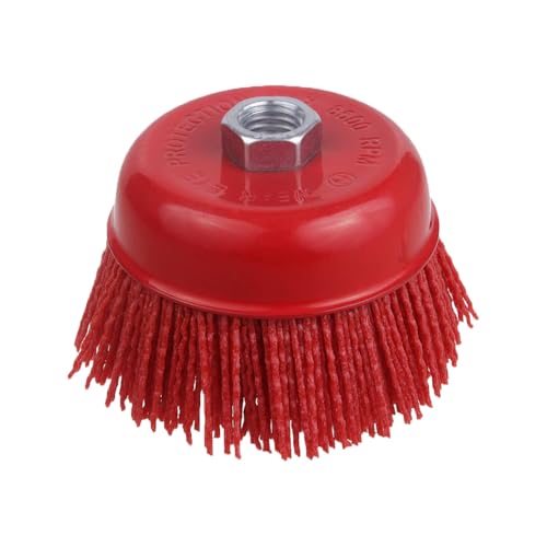 SEIWEI Nylon Filament Brush, Abrasive Wire Brush Wheel & Cup Brush Set, Drill Bit Sanding Brush,for Steel Rust Removing, Grill Cleaning, Flaking Paint Refinishing, 100*65*33mm/3.94*2.56*1.30in