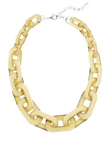 ZENZII Colorful Acrylic Resin Link Collar Necklace - Fashion Chain Jewelry for Women Gameday, Casual Wear, and Gift (Cream)