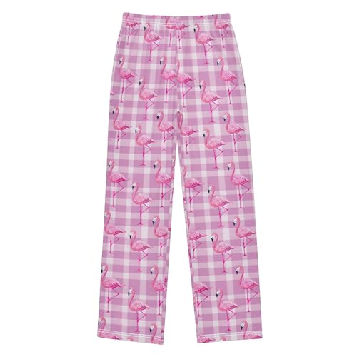 Pajama Pants Pink Flamingos Checkered Plaids PJ Bottoms Sleepwear Lounge Sleep Pant with Pockets