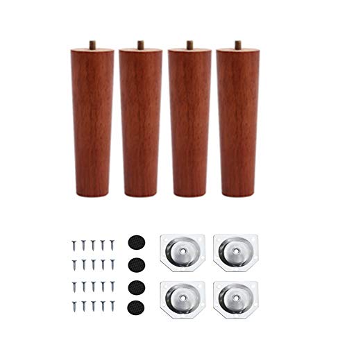 Patas de Muebles de Madera Roble, 4 Patas para Muebles Madera, Pies para Madera, Patas de Recambio para Sofá, Banco, Mesa de Té, Silla, Escritorio, Armario, Otomana, con Rosca M8 - Marrón, 15cm