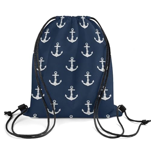 Swimming Shoulder Backpack, Swimsuits and Shoes Storage Bag, Compatible with Nautical Anchor Navy Large Drawstring Gymsack, Soft and Waterproof Cinch Sackpack for Men and Women2